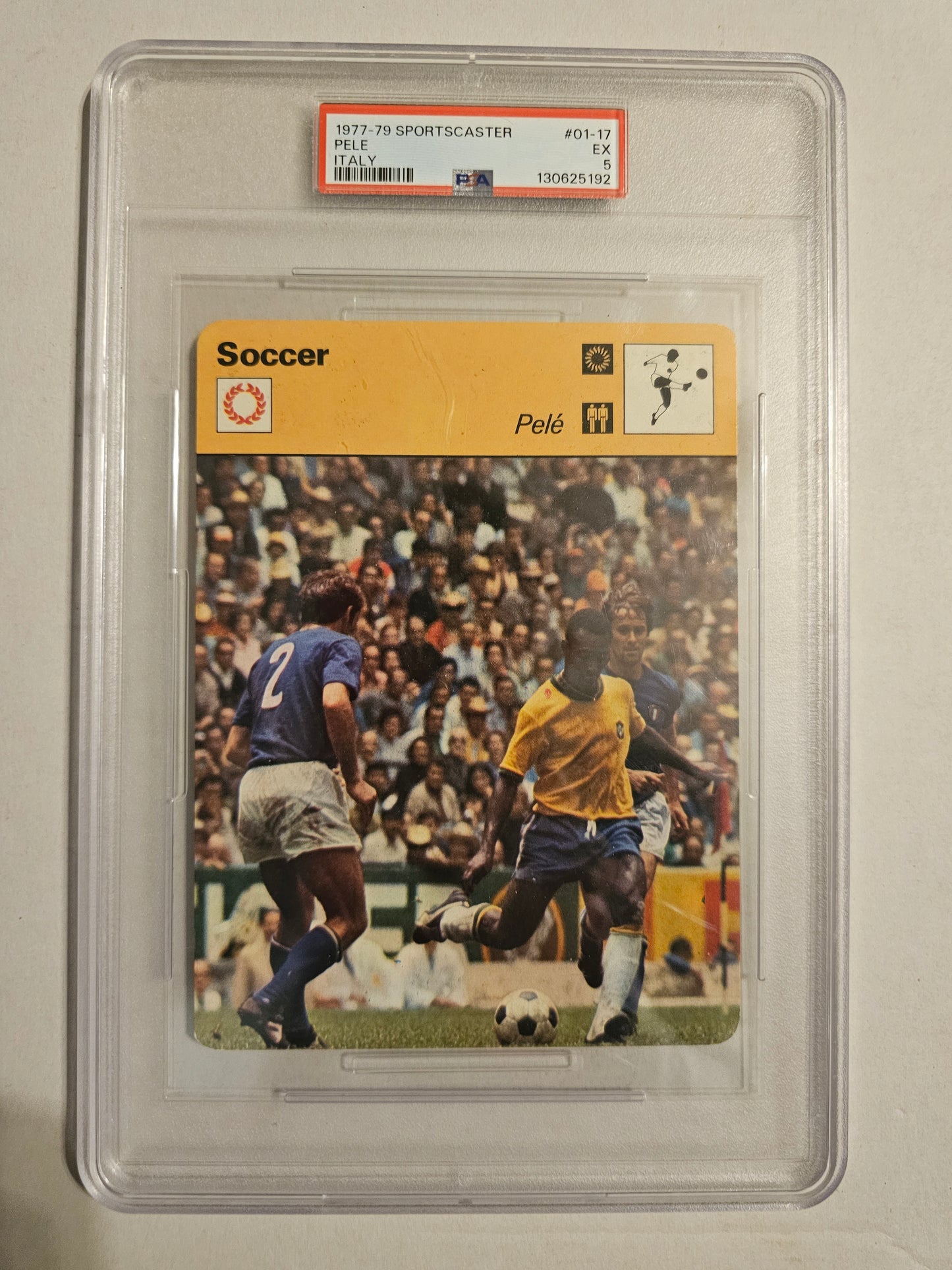 1977–79 Sportscaster #01-17 Pele Italy PSA 5 EX Vintage Soccer Card