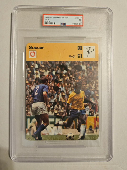 1977–79 Sportscaster #01-17 Pele Italy PSA 5 EX Vintage Soccer Card